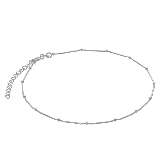 Chaîne de cheville en argent sterling de 1 mm, 9 + 1,5 pouces
