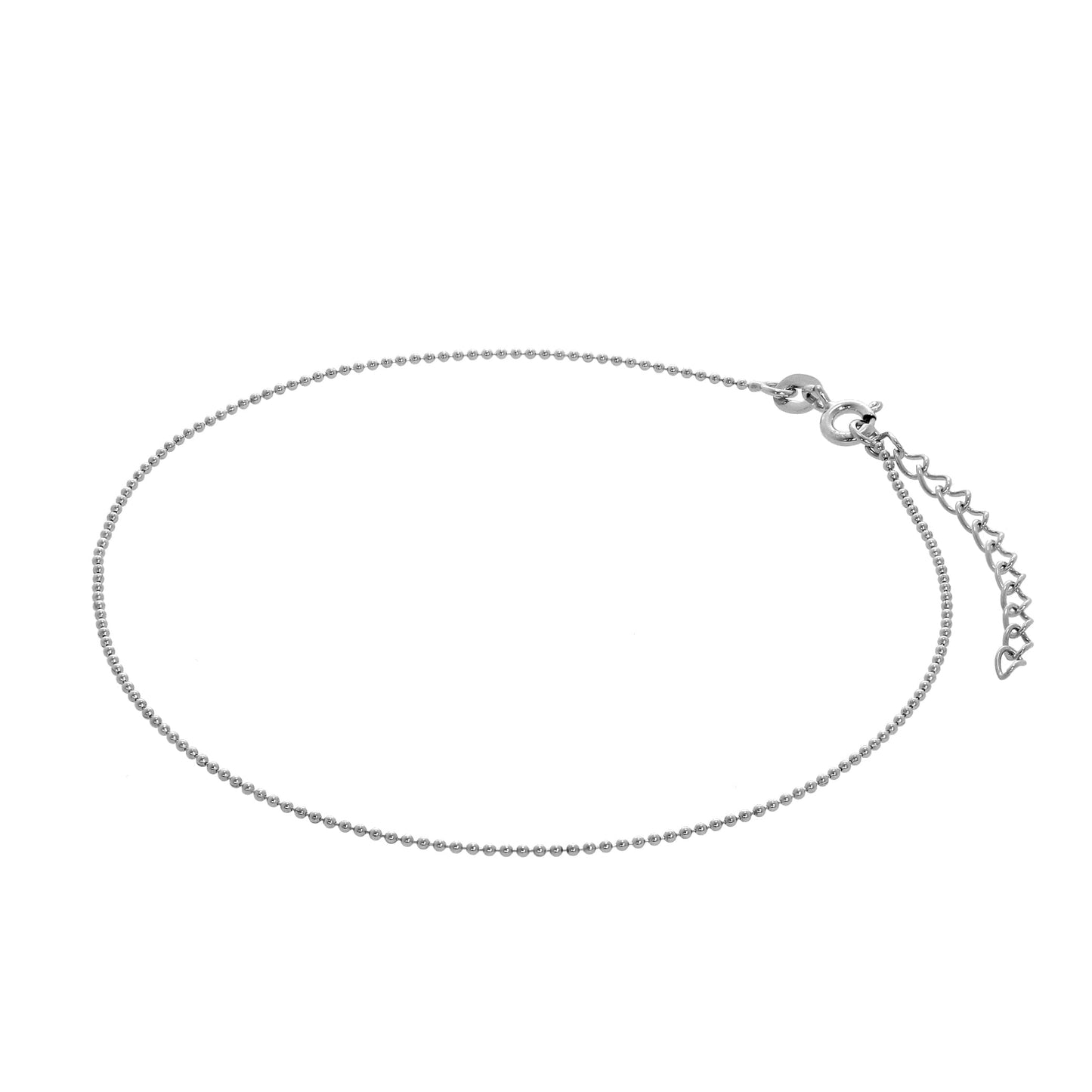 Chaîne de cheville en argent sterling avec perles de 1 mm, 9 + 1,5 pouces