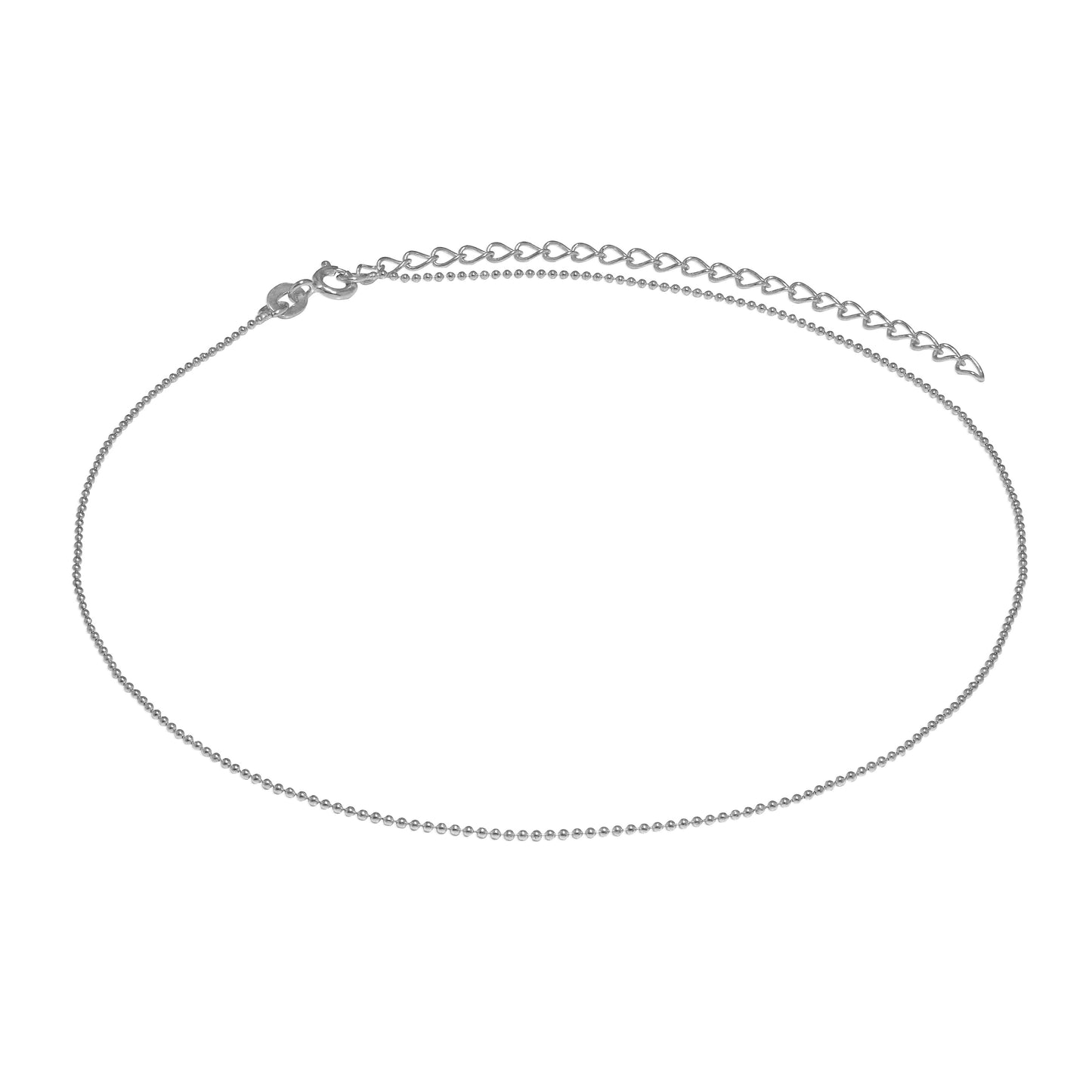 Collier ras du cou en argent sterling avec perles de 1 mm, 30,5 cm et 7,6 cm