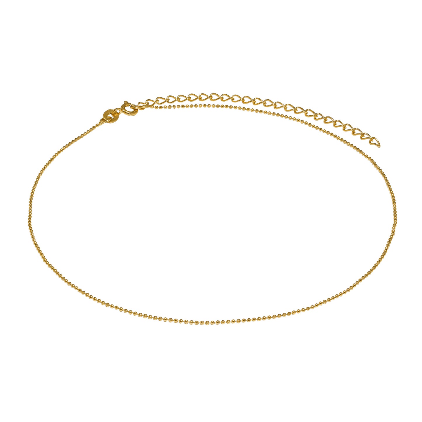 Collier ras du cou en argent sterling plaqué or avec perles de 1 mm, 30,5 cm et 7,6 cm