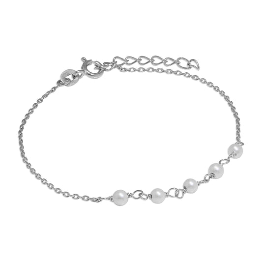 Bracelet fin en argent sterling avec perles de 3,5 mm