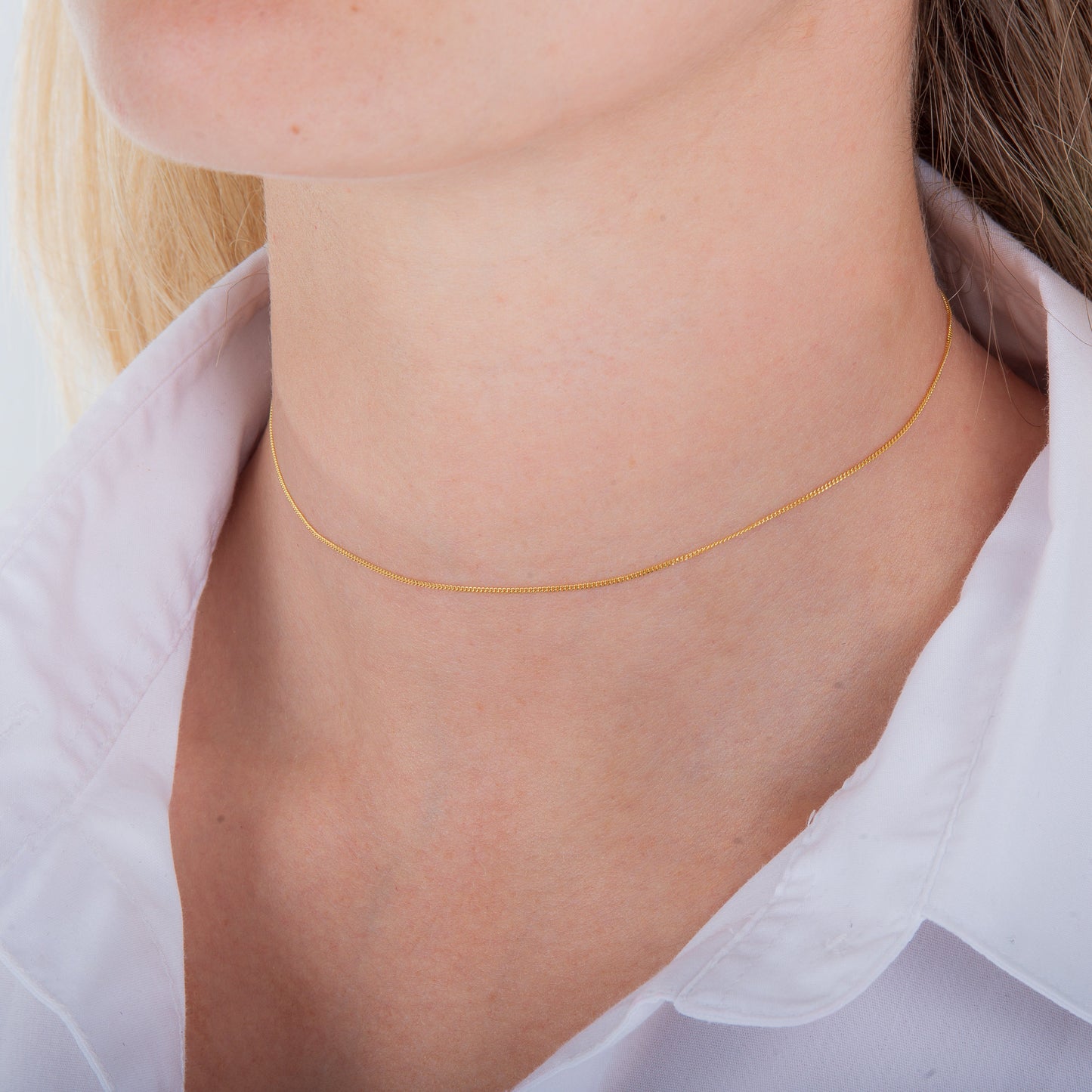 Collier ras du cou en argent sterling plaqué or taille diamant 30 cm + rallonge de 7,6 cm