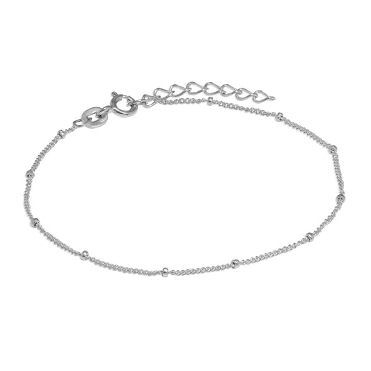Bracelet gourmette en argent sterling avec pompon et diamants