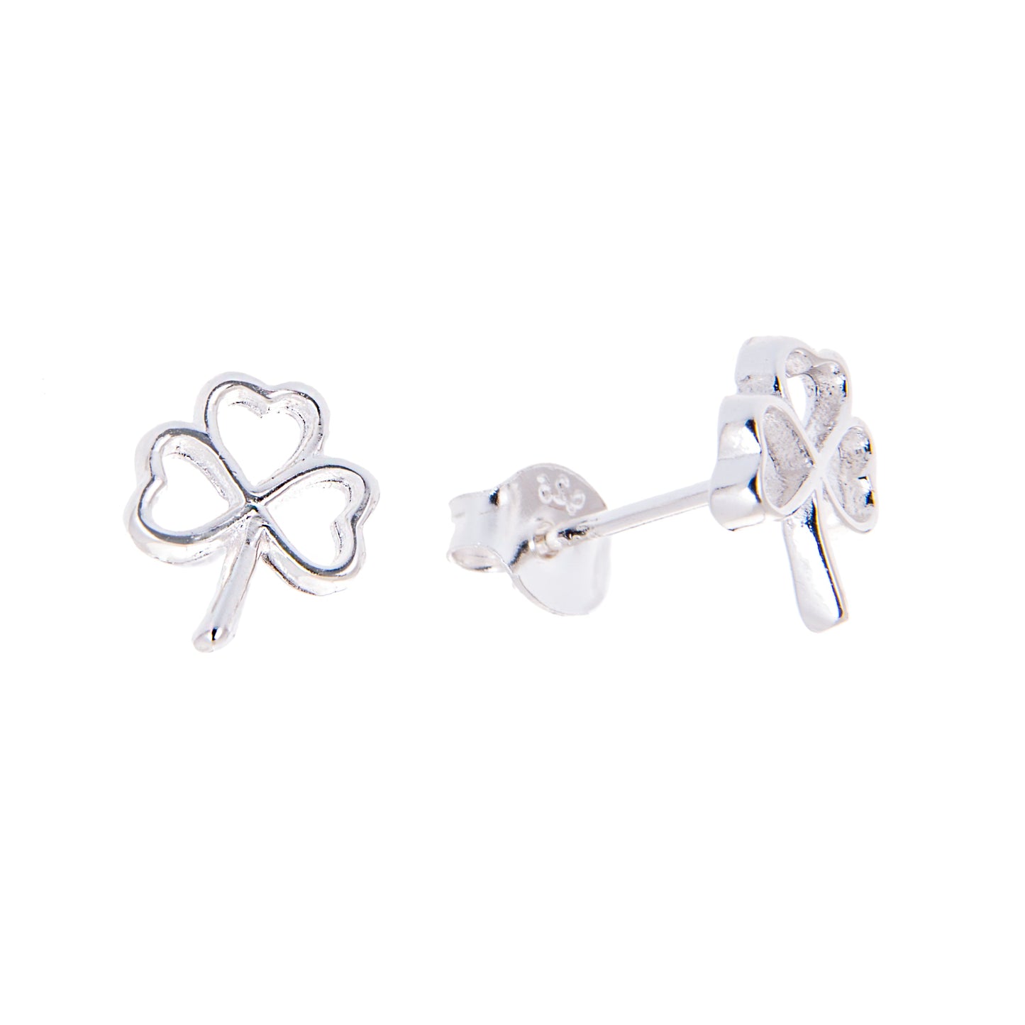 Boucles d'oreilles à tige en argent sterling avec 3 trèfles en forme de cœur