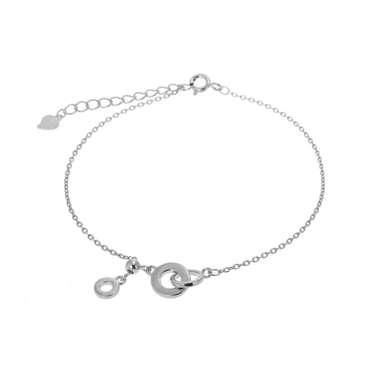 Bracelet réglable en argent sterling avec cercles karma entrelacés