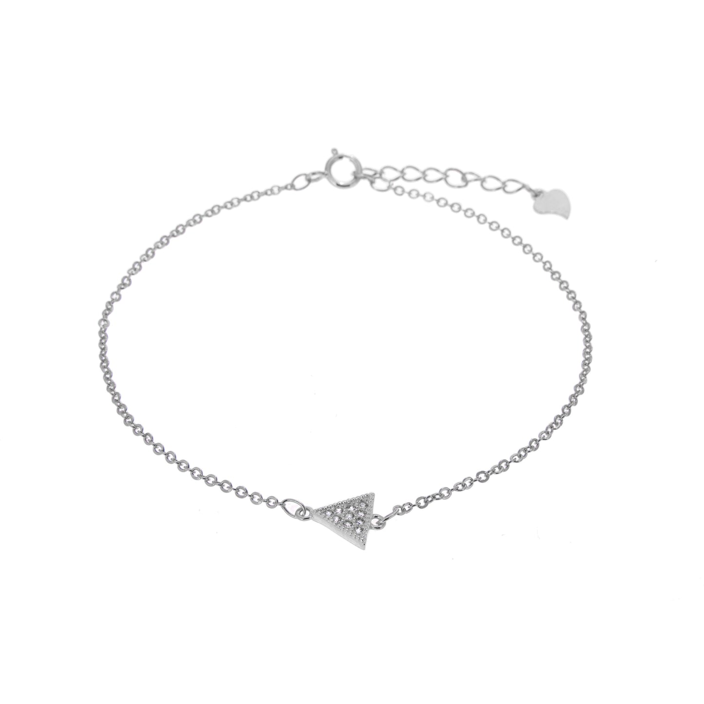 Bracelet ajustable en argent sterling avec pavé de zircones cubiques transparents et triangles