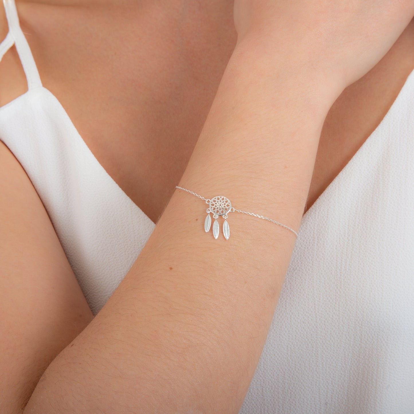 Bracelet réglable attrape-rêves en argent sterling