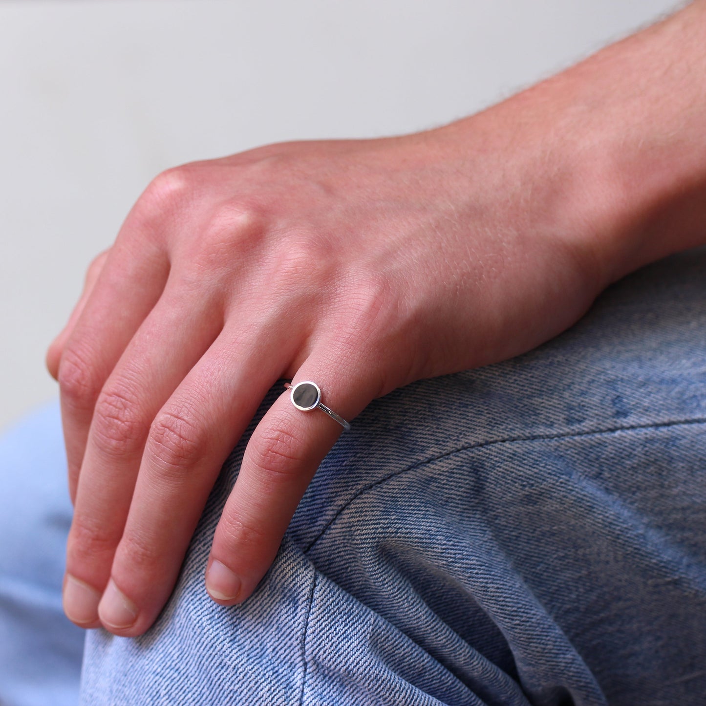 Bague ajustable minimaliste en argent sterling à pois