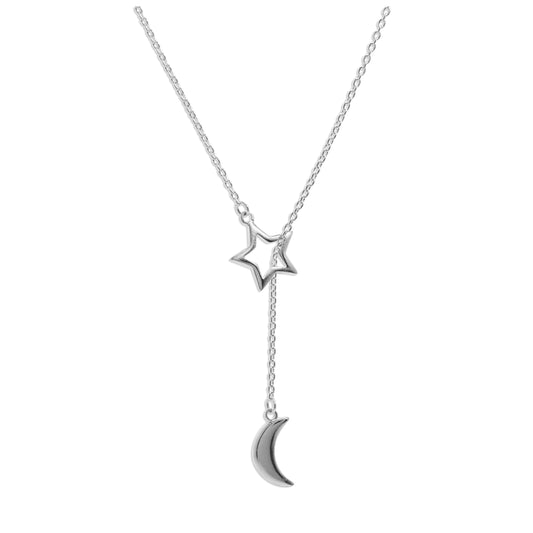 Collier goutte étoile lune en argent sterling