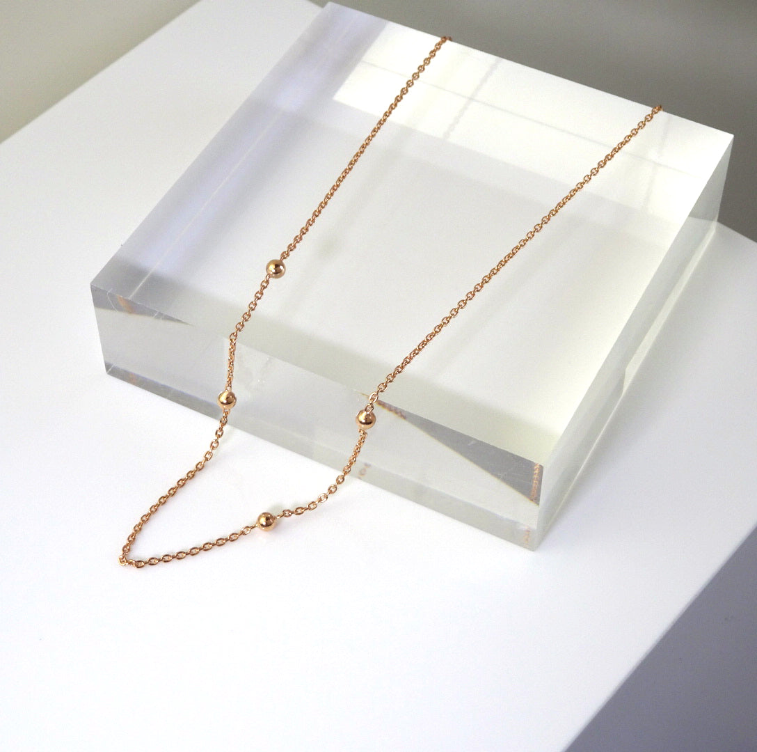 Collier ras du cou à boules en argent sterling plaqué or rose