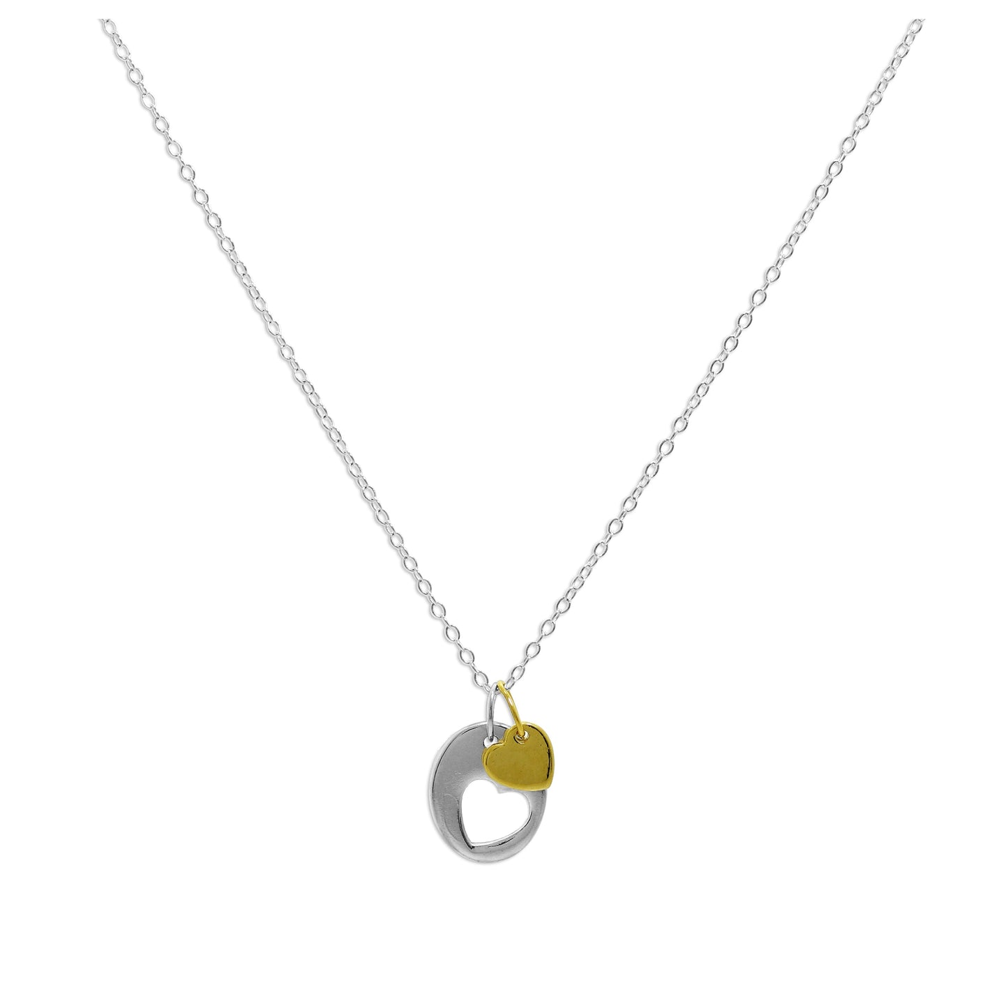 Collier avec pendentif en forme de cœur découpé en argent sterling et plaqué or jaune