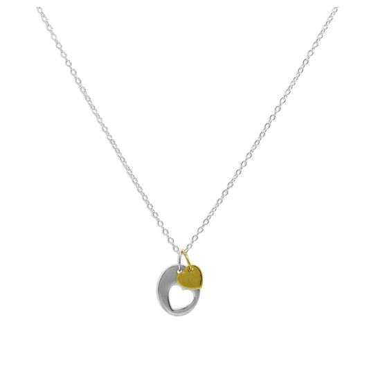 Collier avec pendentif en forme de cœur découpé en argent sterling et plaqué or jaune