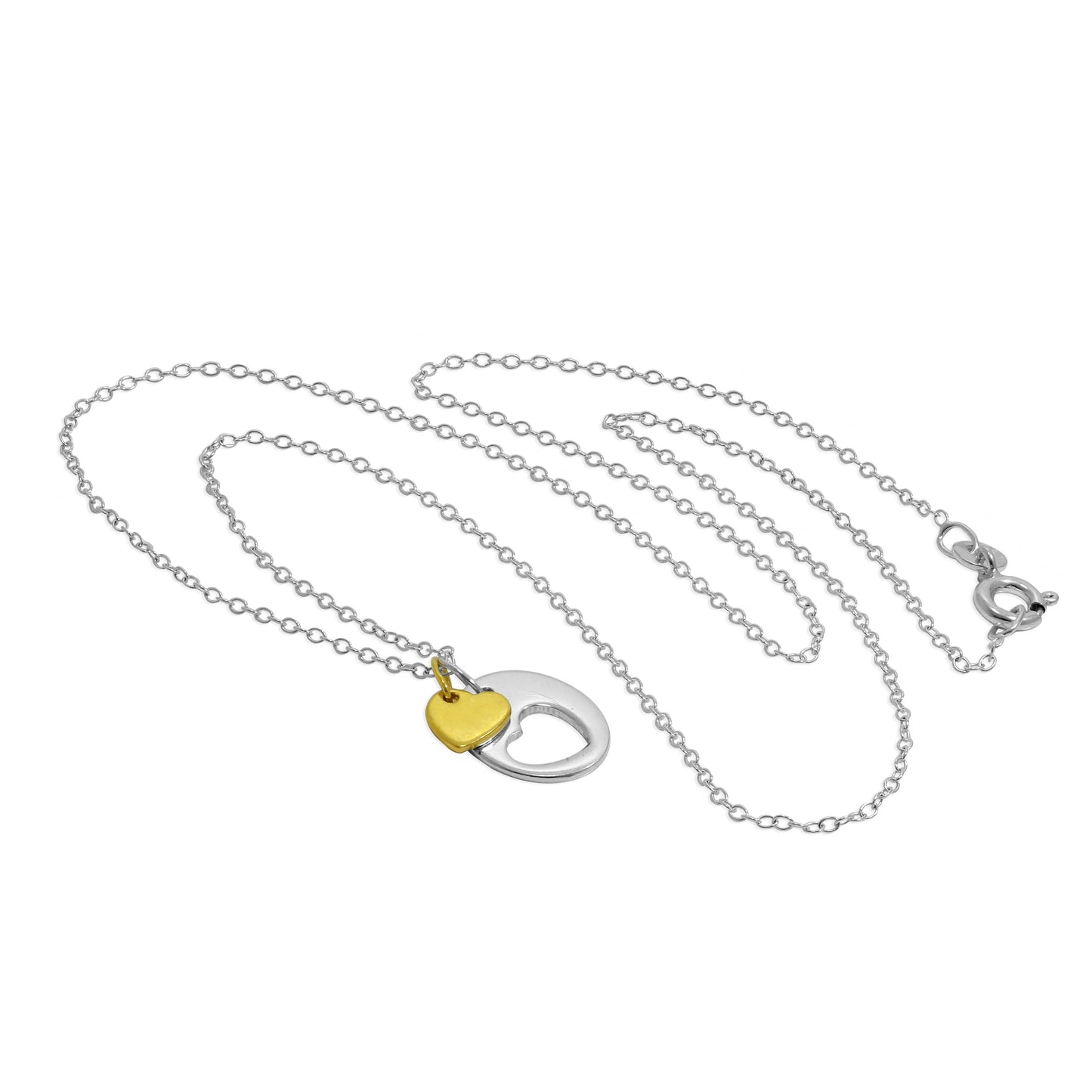 Collier avec pendentif en forme de cœur découpé en argent sterling et plaqué or jaune
