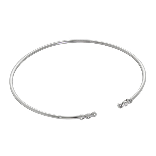 Bracelet manchette ouvert en argent sterling avec minuscules zircones cubiques ronds transparents