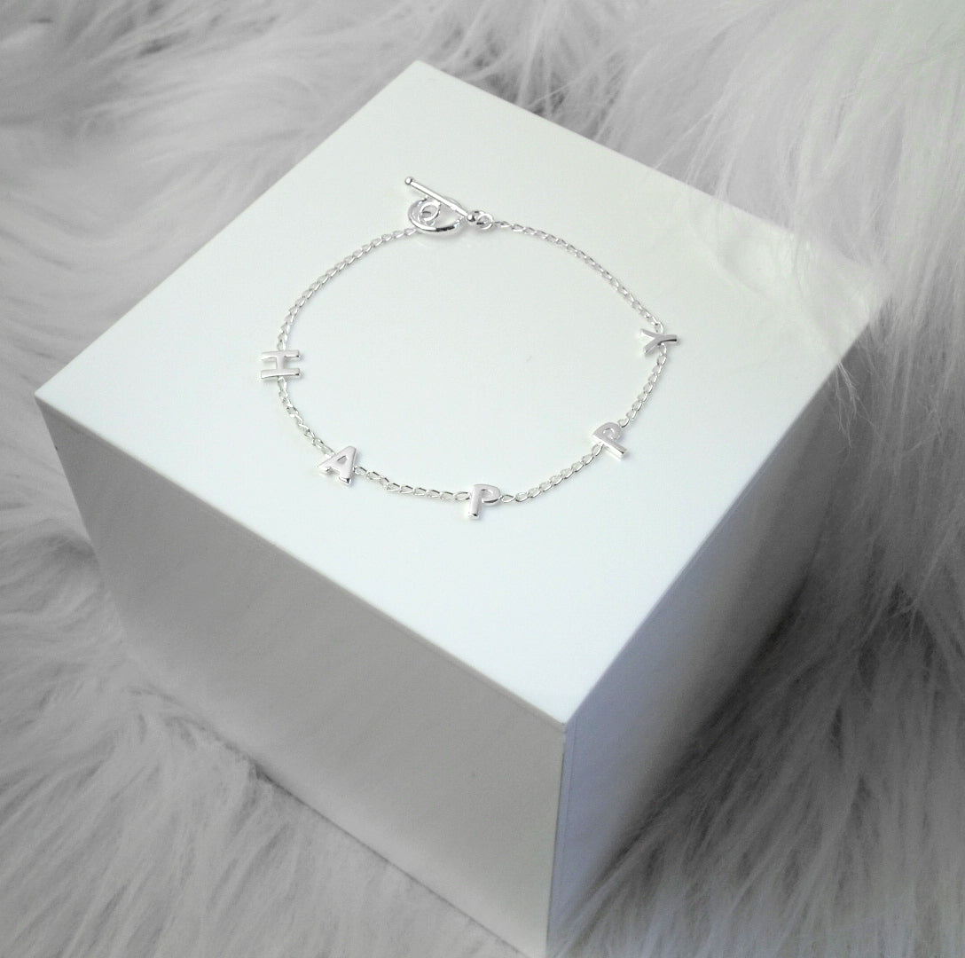 Bracelet HAPPY en argent sterling de 18 cm