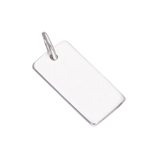 Breloque rectangulaire en argent sterling gravable en forme de plaque d'identité militaire
