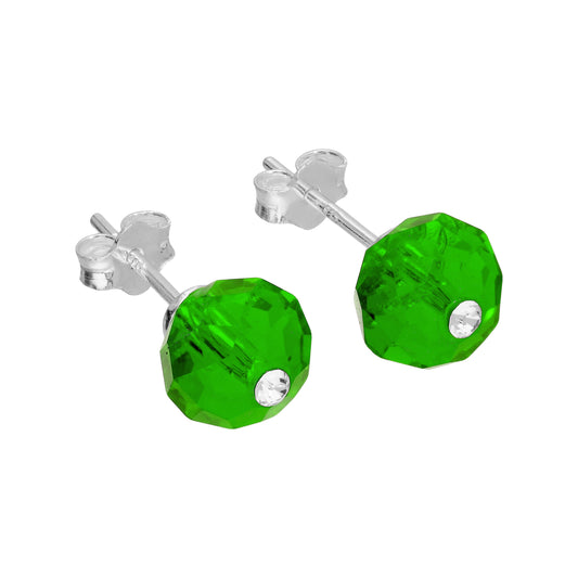 Boucles d'oreilles à tige en argent sterling et perles de cristal vert