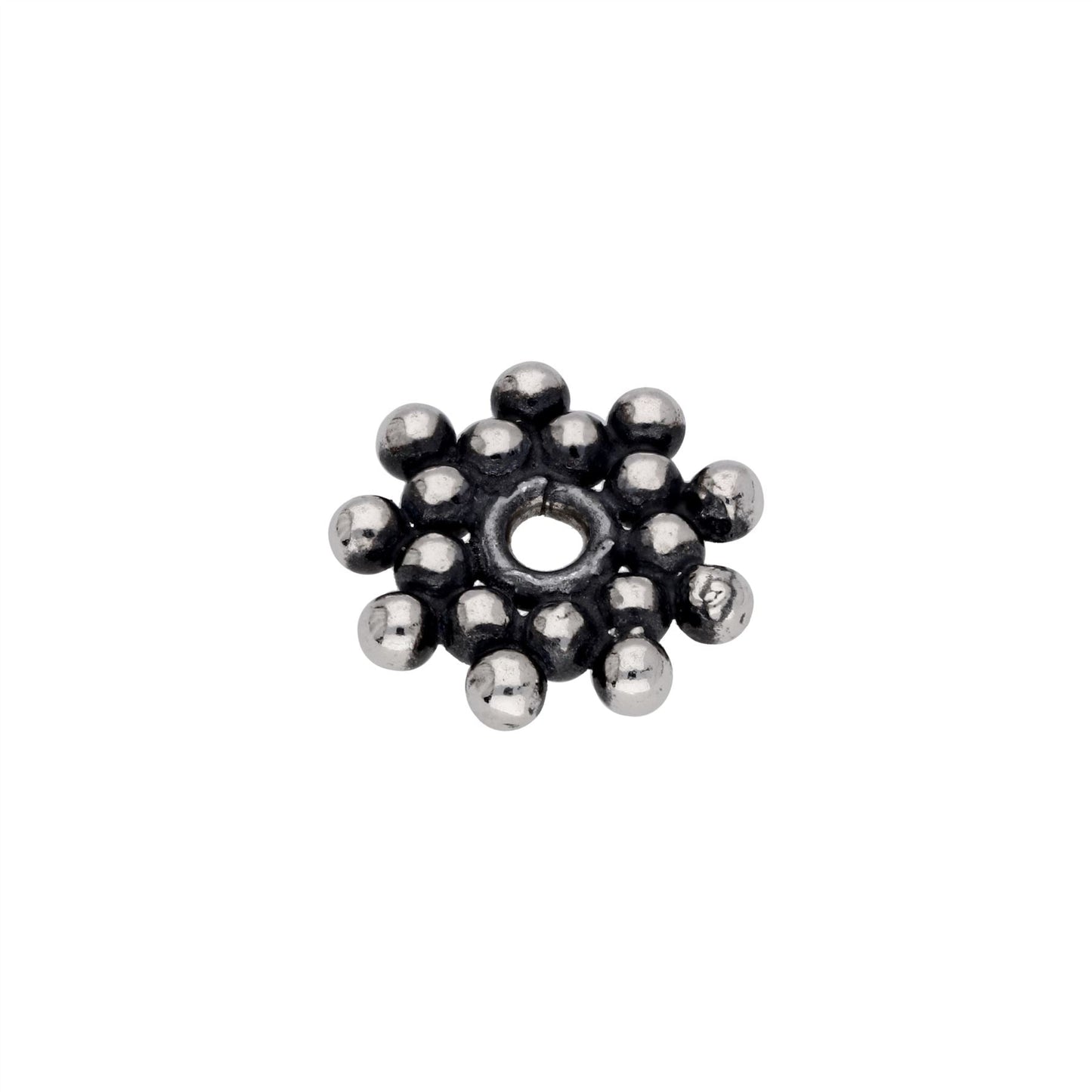Breloque en argent sterling oxydé avec perles plates et espaceurs