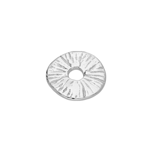 Breloque disque rond en argent sterling taillé en diamant