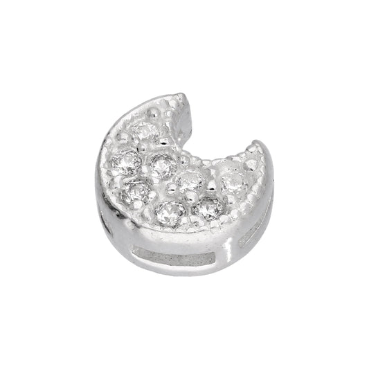 Breloque flottante en argent sterling avec lune et zircone cubique transparent