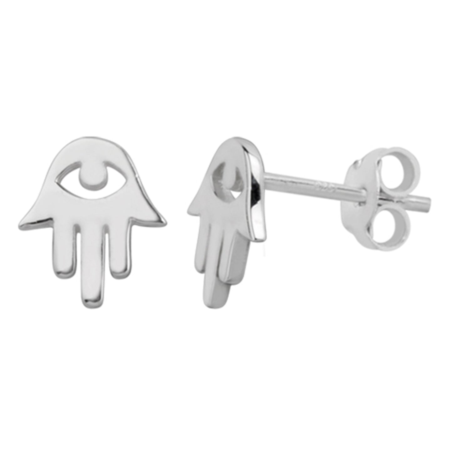 Boucles d'oreilles à tige en argent sterling avec main de Fatima