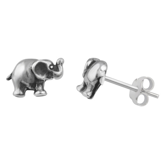 Petites boucles d'oreilles à tige en argent sterling en forme d'éléphant