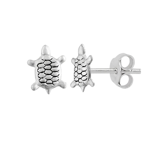 Petites boucles d'oreilles à tige en argent sterling en forme de tortue de mer