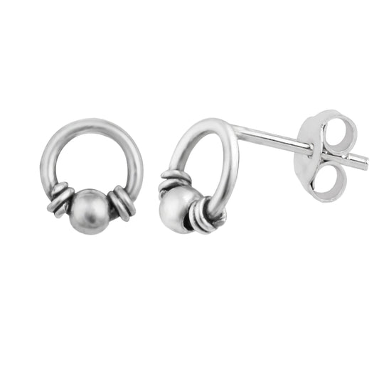 Boucles d'oreilles à tige en argent sterling avec boule en spirale