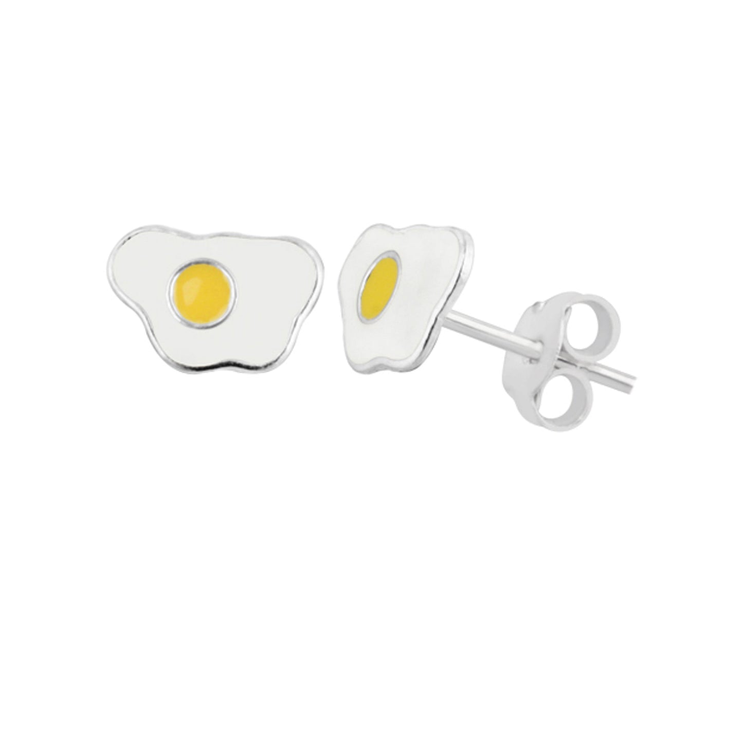 Boucles d'oreilles à tige en argent sterling et émail en forme d'œufs au plat