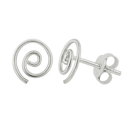 Boucles d'oreilles à tige en argent sterling faites à la main avec spirale ouverte