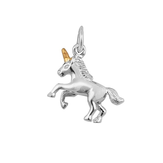 Breloque licorne cabrée en argent sterling