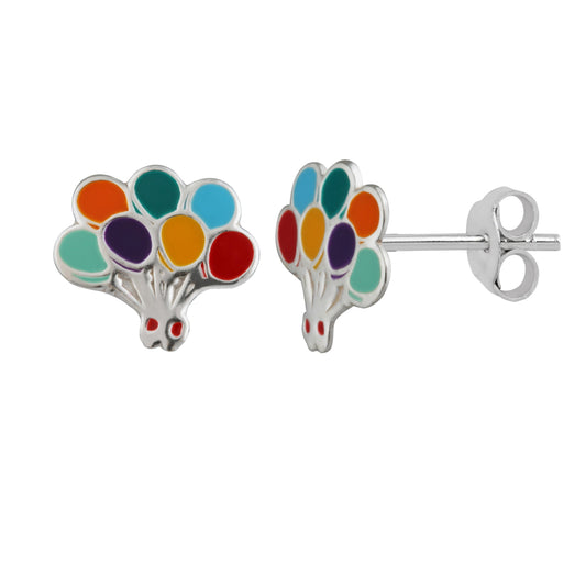 Boucles d'oreilles à tige en argent sterling et émail avec ballons colorés