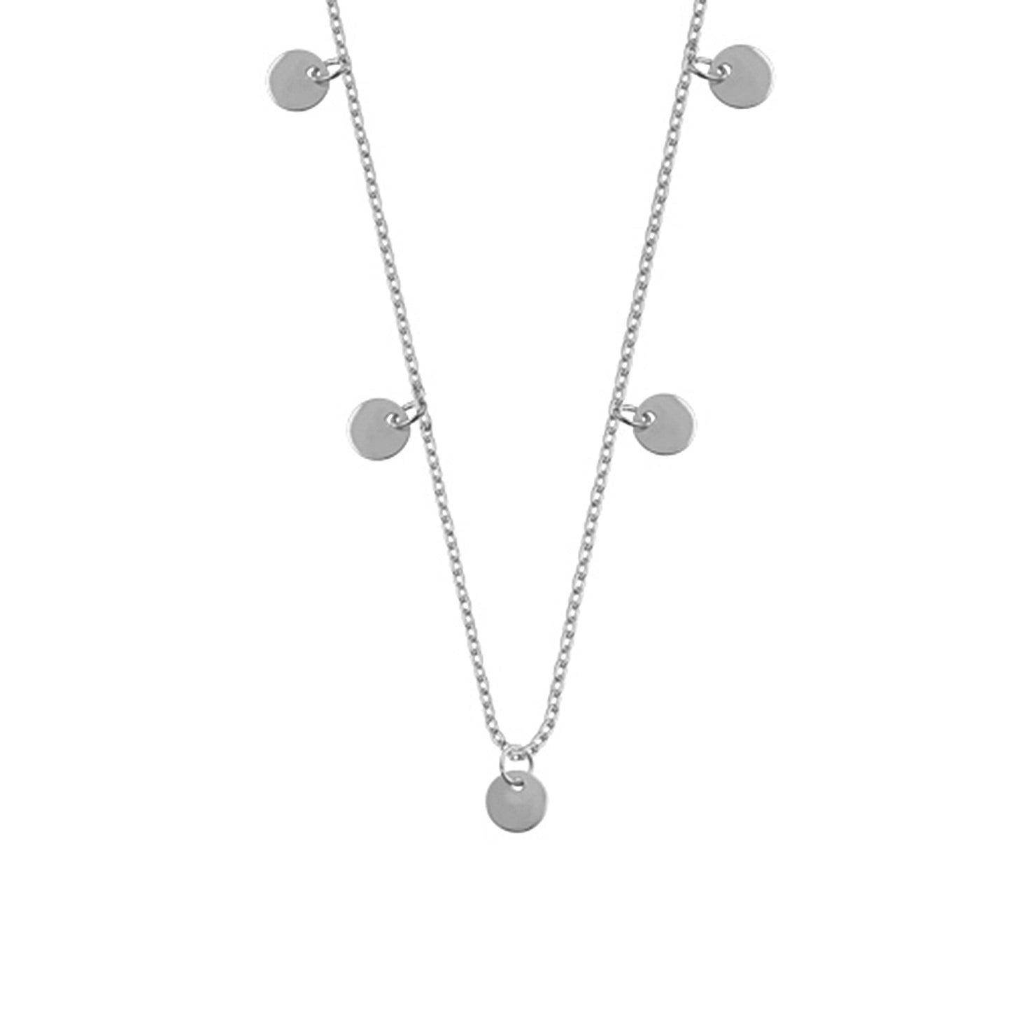 Collier à breloques en argent sterling avec plusieurs disques ronds