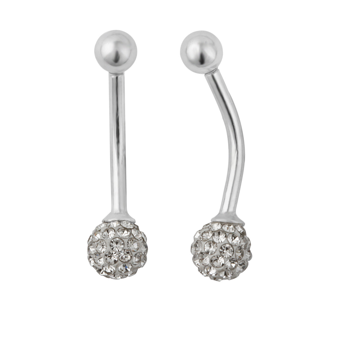 Piercing nombril en argent sterling et boule de cristal CZ