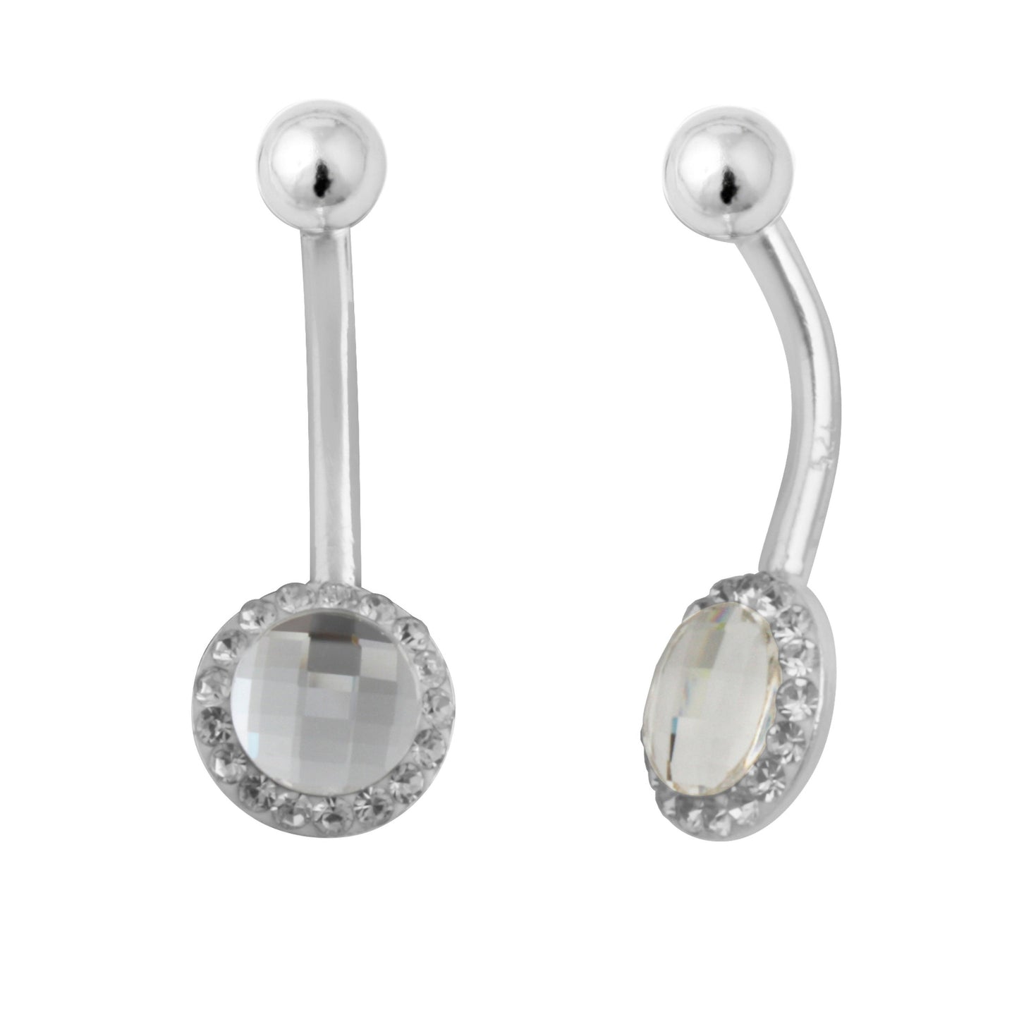 Piercing de nombril en argent sterling et zircones cubiques ronds