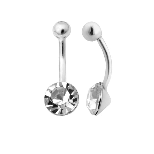 Piercing de nombril en argent sterling et cristal CZ rond