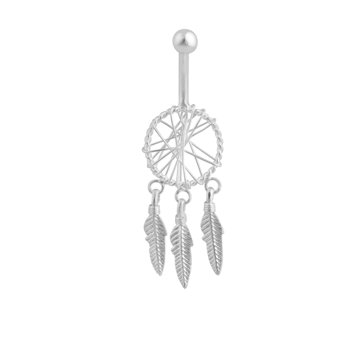 Piercing de nombril en argent sterling avec attrape-rêves