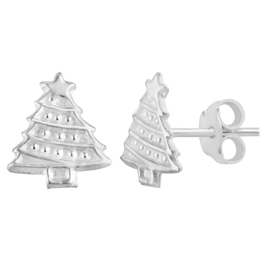 Boucles d'oreilles à tige en argent sterling en forme de sapin de Noël