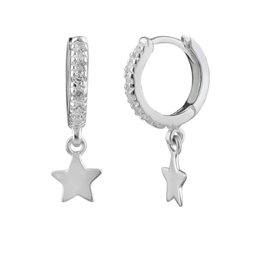 Boucles d'oreilles créoles en argent sterling avec breloque étoile