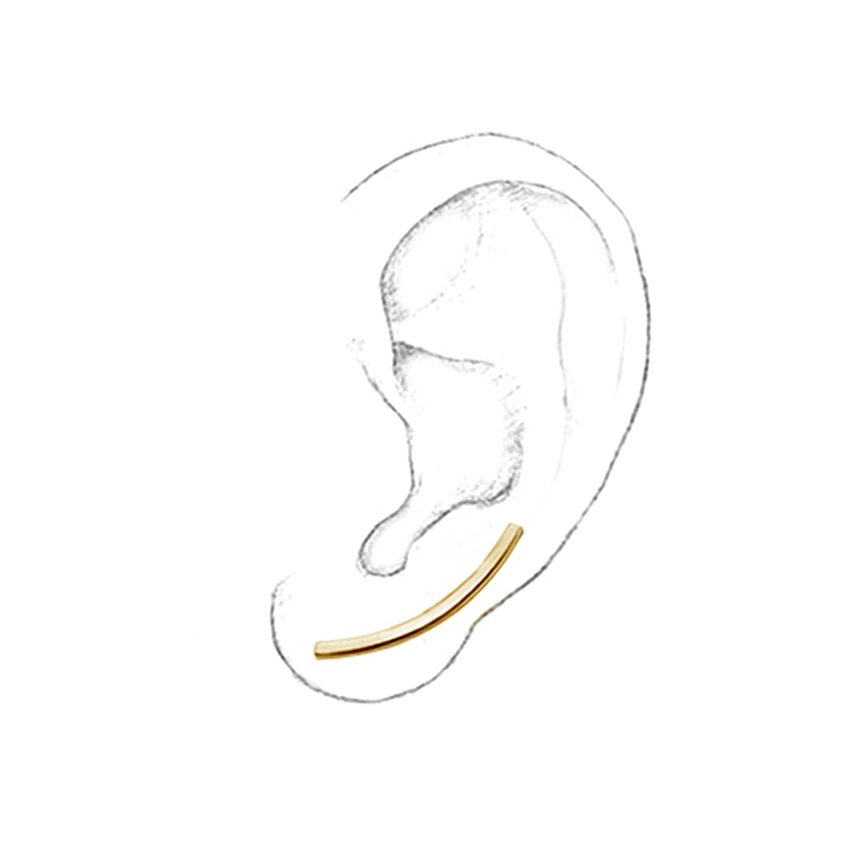 Boucles d'oreilles grimpantes à longue barre en argent sterling plaqué or