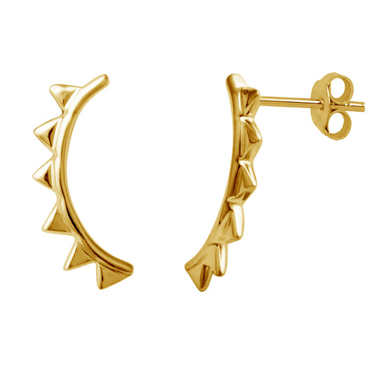 Boucles d'oreilles à tige en argent sterling plaqué or avec motif géométrique triangulaire