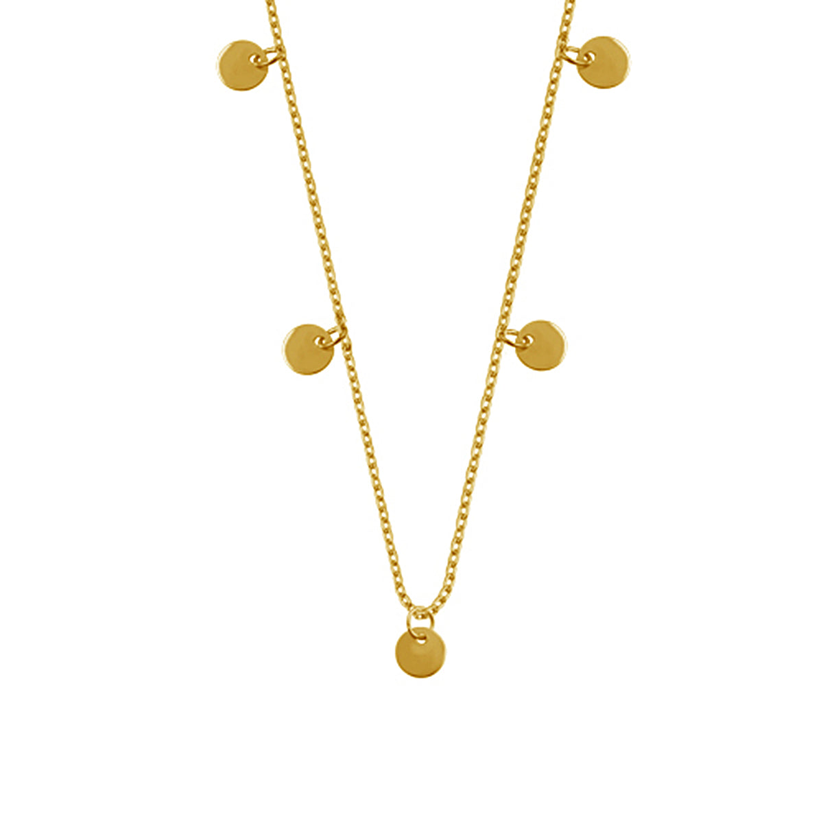 Collier à breloques en argent sterling plaqué or avec plusieurs cercles ronds