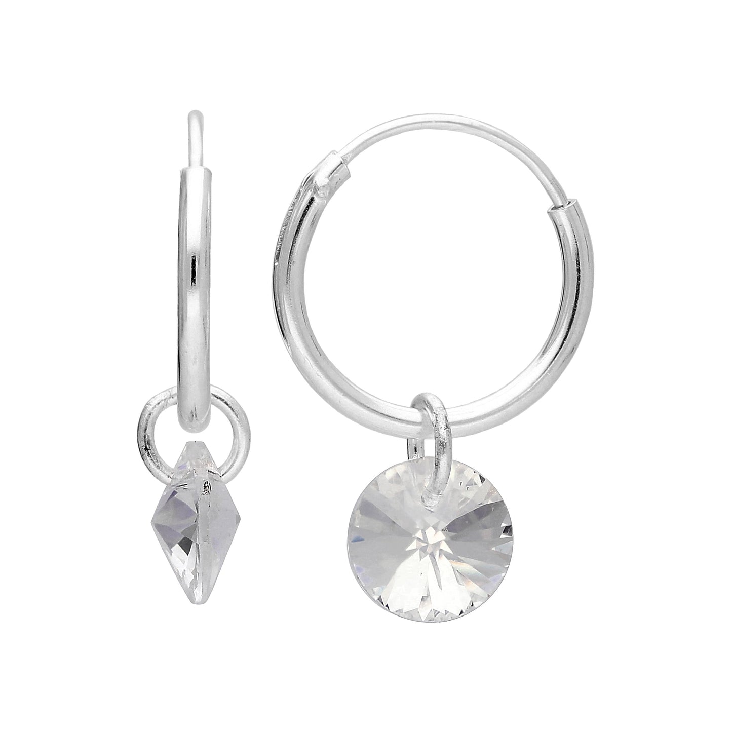 Boucles d'oreilles créoles en argent sterling avec breloques Swarovski Elements