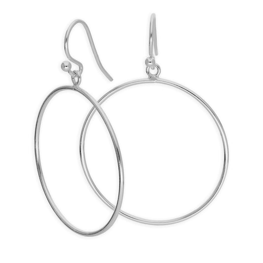 Boucles d'oreilles pendantes en argent sterling avec grand cercle