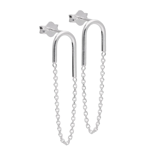 Boucles d'oreilles à tige en argent sterling avec barre incurvée