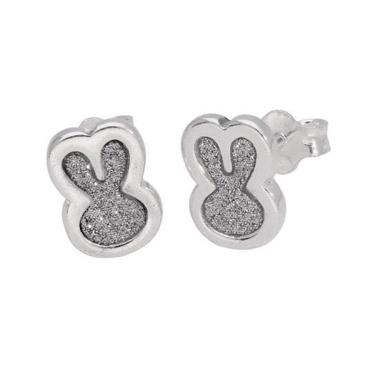Boucles d'oreilles à tige en argent sterling avec oreilles de lapin givrées