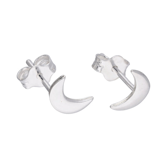 Petites boucles d'oreilles à tige en argent sterling en forme de croissant de lune