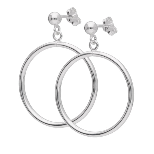 Boucles d'oreilles pendantes à boules rondes en argent sterling