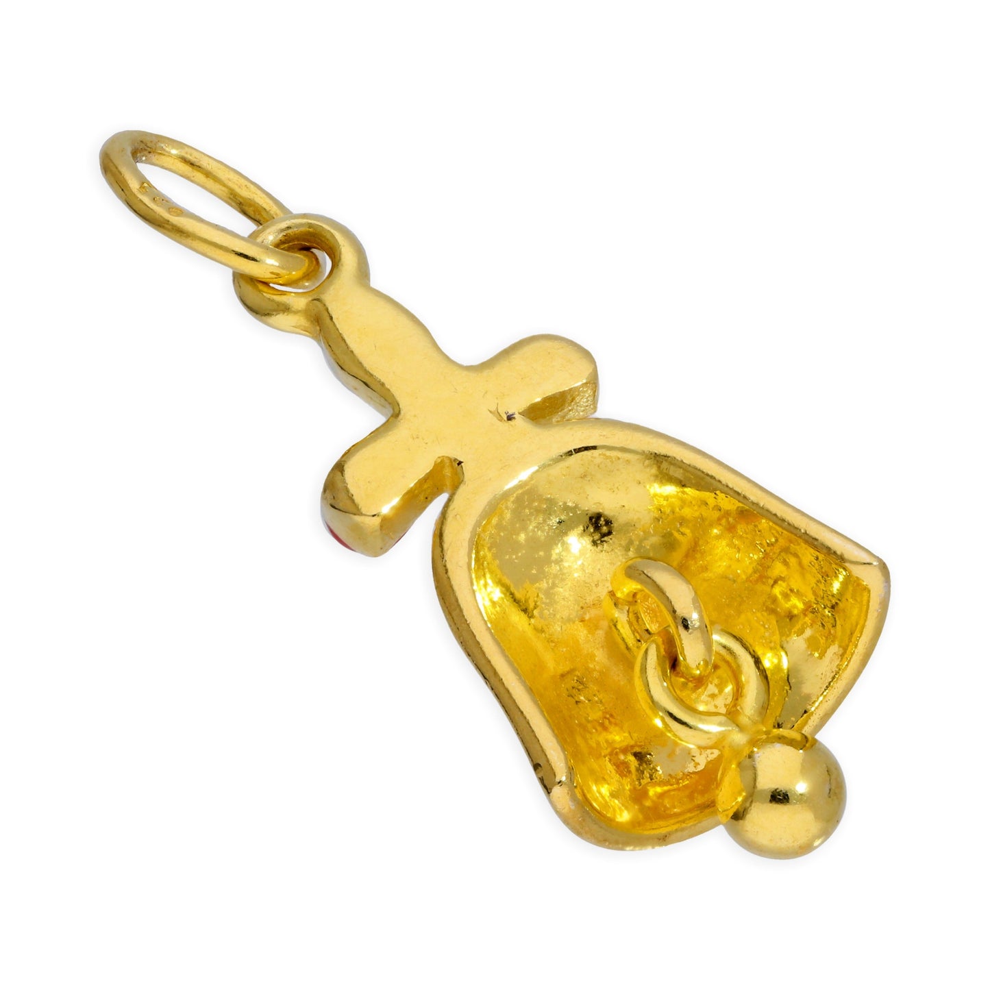 Breloque en forme de clochette en argent sterling plaqué or