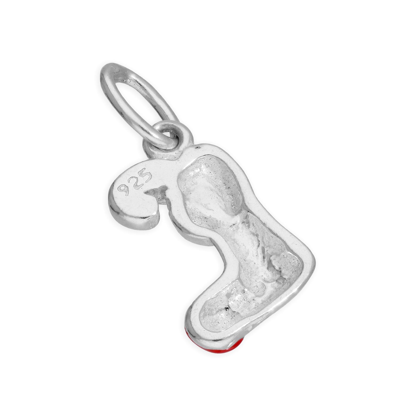 Breloque en argent sterling en forme de chaussette de Noël et de canne à sucre